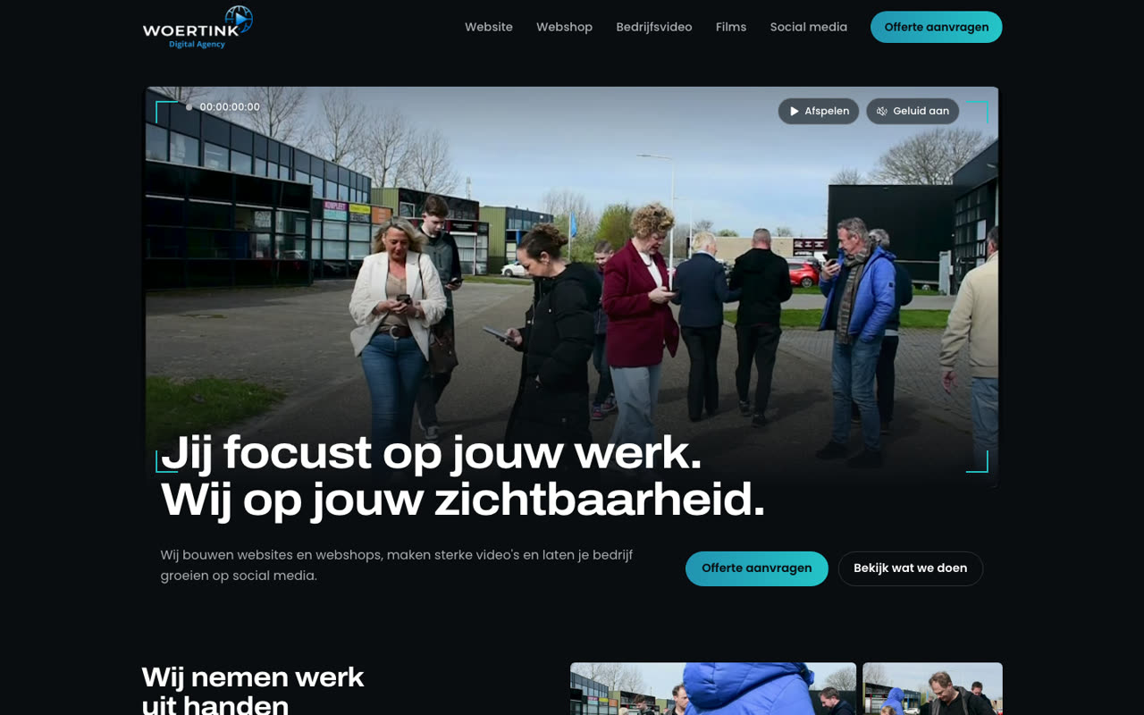 Schermafbeelding van de homepage van Woertink Digital Agency